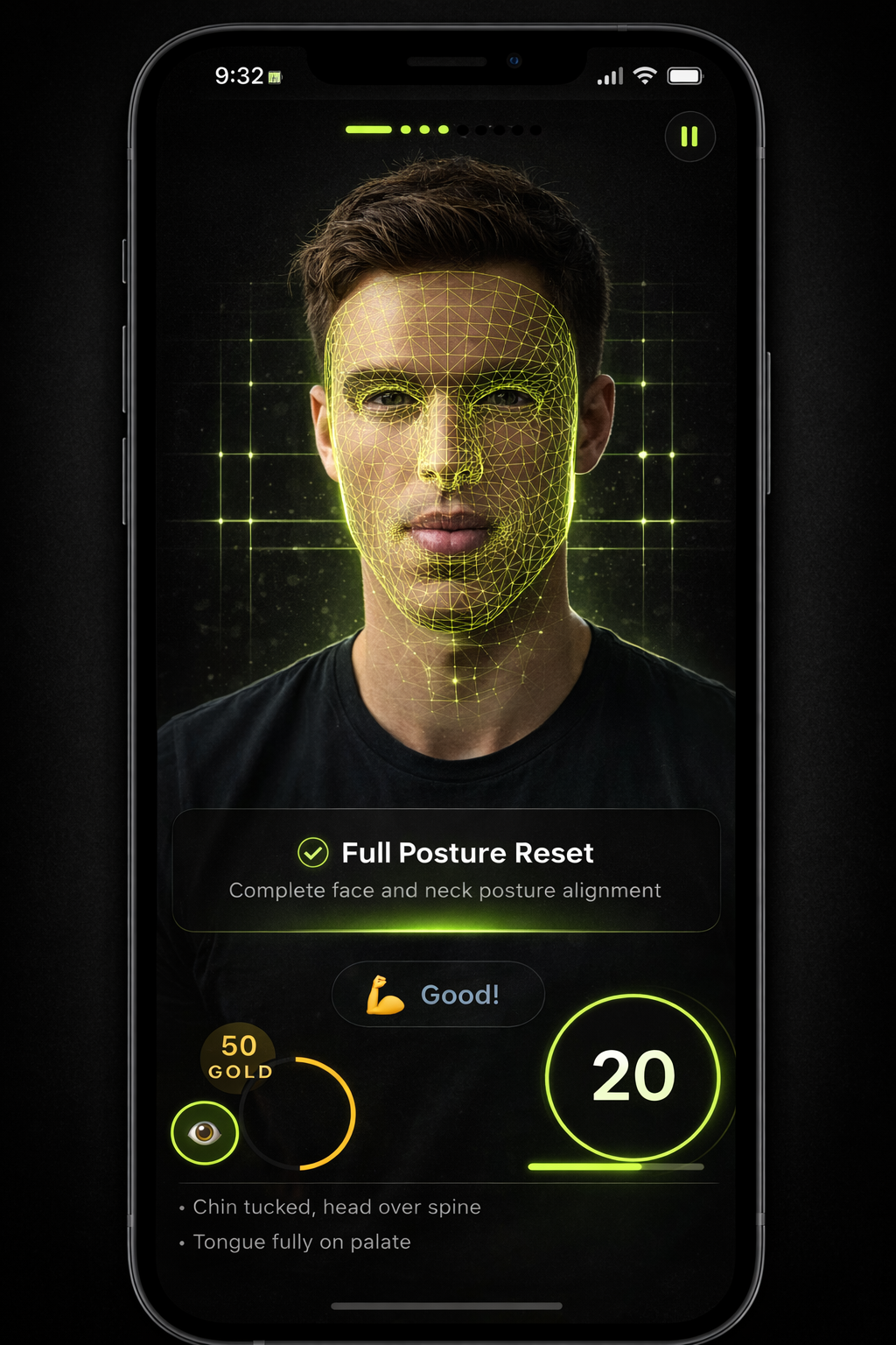 Full Posture Reset with face mesh tracking